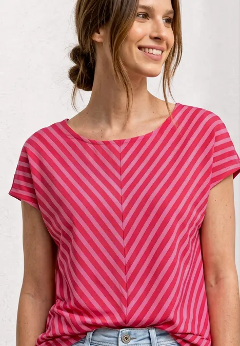Kurzarm Shirt mit Streifenmuster salsa red