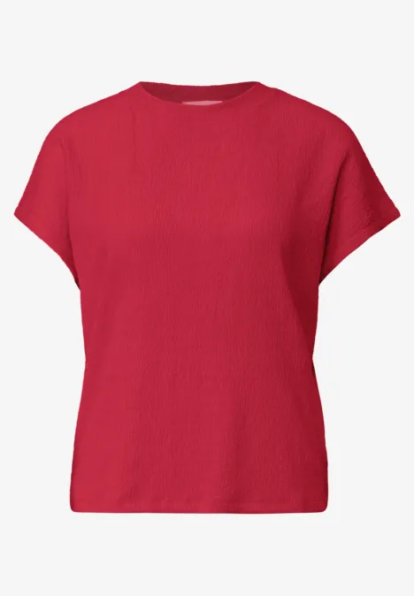 Dropped Shoulder Shirt mit Strukturmix salsa red Rotes, kurzärmeliges T-Shirt mit Rundhalsausschnitt.