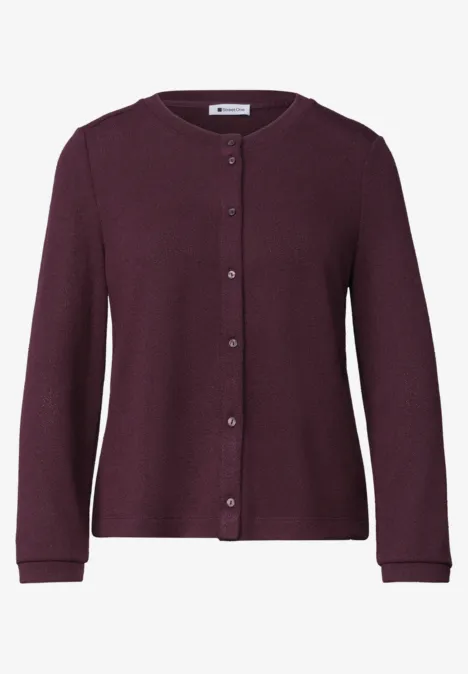3/4-Arm Jacke in Strick-Optik rustic rouge Dunkelroter Strick-Cardigan mit Rundhalsausschnitt und Knopfleiste