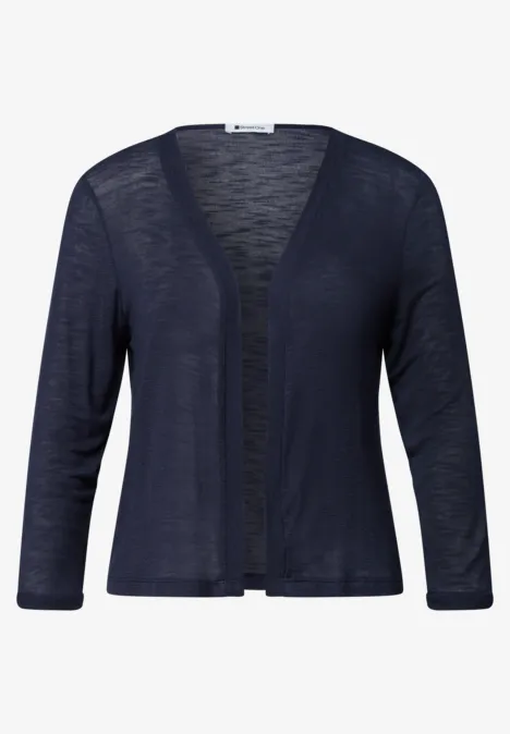 Lichtgewicht donkerblau cardigan met V-hals en 3/4-mouwen