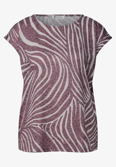 T-shirt ample à manches courtes avec imprimé zèbre rose et blanc.