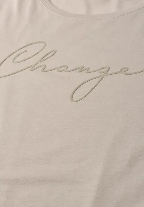 T-shirt à col rond avec wording artwork clay sand T-shirt beige orné du lettrage cursif «Change»