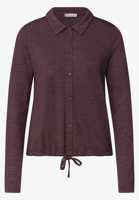 Leichte Langam Jacke in Leinen-Optik rustic rouge Dunkelrotes, langärmliges Hemd mit Kragen, Knopfleiste und Tunnelzug am Saum.