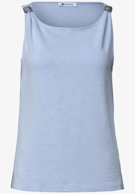 Top mit U-Boot-Ausschnitt und Schulterdetail cashmere blue Leichtes hellblaues ärmelloses Top mit Rundhalsausschnitt und filigranem Schulterdetail.