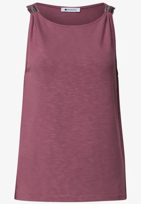 Top mit U-Boot-Ausschnitt und Schulterdetail dark clouded blush Ärmelloses Top in Rosé mit rundem Hals und schlichter Form