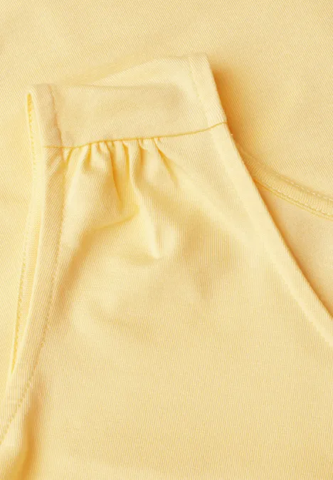 Top aus Jersey mit Elastiksaum soft yellow Gelbes ärmelloses Oberteil aus weichem Stoff mit Rundhalsausschnitt.