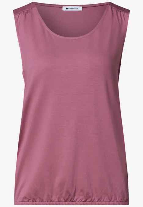 Mouwloos top in rosé met ronde hals en elastische zoom