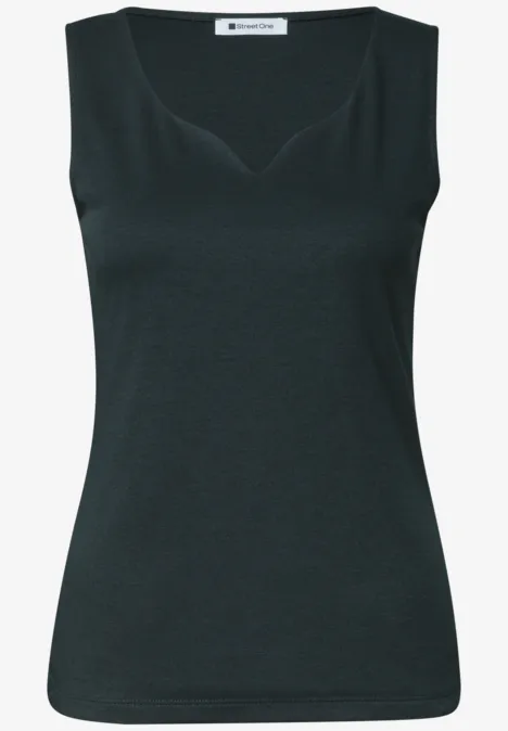 Basic Top mit Herzausschnitt deep bound green Ärmelloses, schwarzes Top mit V-Ausschnitt.