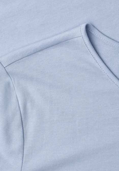 Lichtblauw T-shirt met ronde hals van katoen