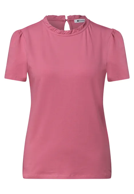 T-Shirt mit Rundhals und Rüschendetails blush berry Rosa T-Shirt mit kurzen Ärmeln, Rundausschnitt und dezenter Rüschenkante am Kragen.