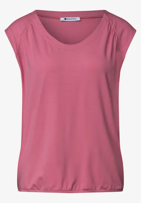 Dropped Shoulder Shirt mit Elastiksaum blush berry Rosafarbenes Damen-Top mit weitem Rundhalsausschnitt und überschnittenen Schultern.