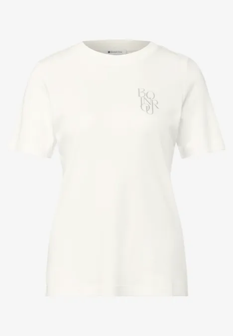 T-Shirt mit Rundhals und Chestprint off white Weißes Kurzarm-T-Shirt mit Rundhalsausschnitt und kleinem Brustlogo.