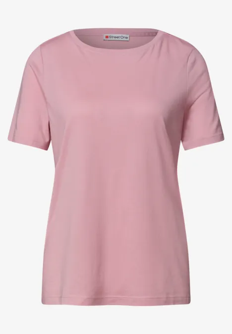 Basic T-Shirt mit Rundhals in Unifarbe vintage blush Ein schlichtes rosa T-Shirt mit Rundhalsausschnitt und kurzen Ärmeln.