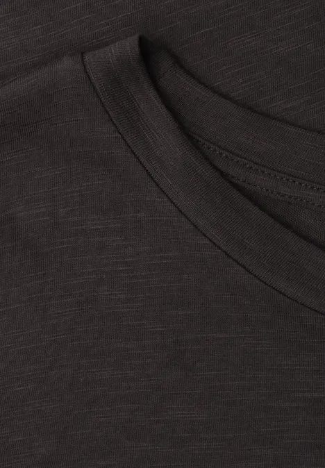 Schwarzes T-Shirt mit Rundhals und feiner Melange-Optik