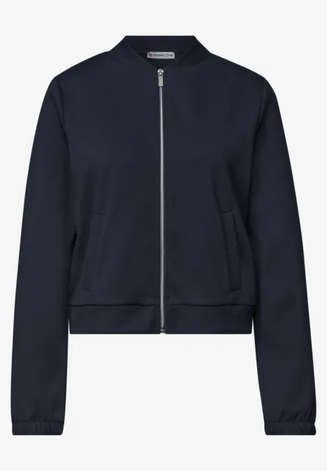 Jas met lange mouwen en een korter model darkest blue Strakke navy bomberjas met ritssluiting, elastische boorden en twee steekzakken.