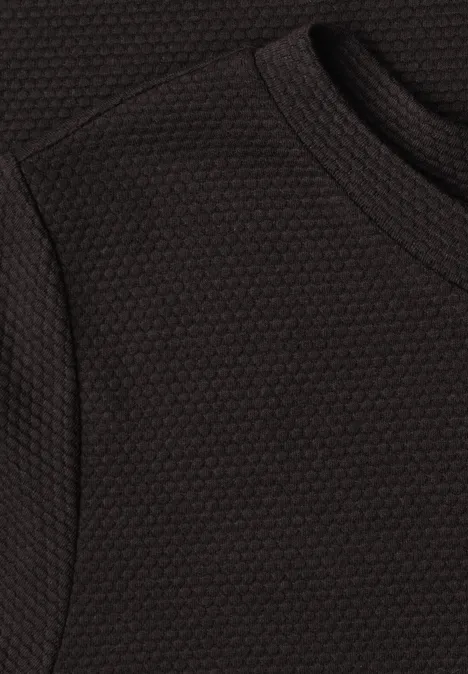 T-Shirt mit Rundhals und Struktur black coffee Schwarzer, strukturierter Strickstoff mit feinem Rautenmuster und abgerundetem Ausschnitt.