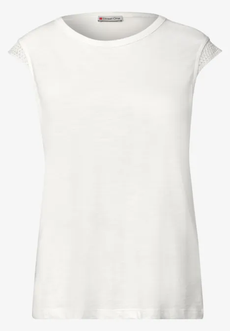 Wit dames mouwloos shirt met ronde hals