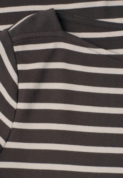 Braun-weiß gestreiftes Langarmshirt aus weichem Stoff