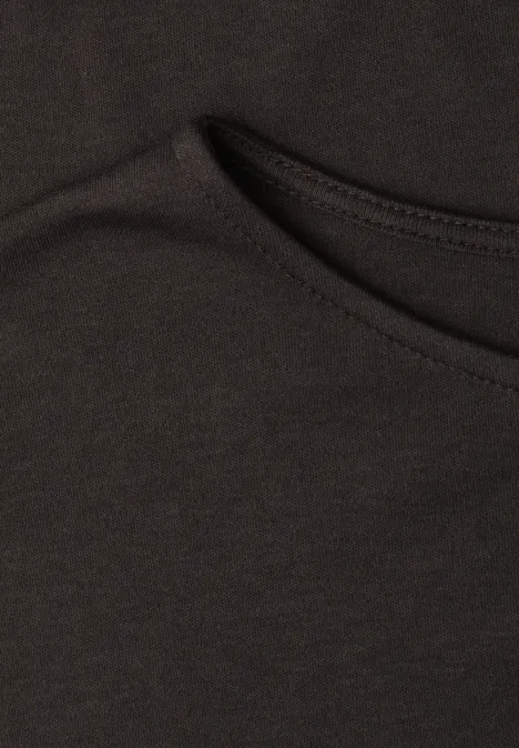 Basic Shirt met boothals en elastische zoom black coffee Zwart T-shirt met ronde hals