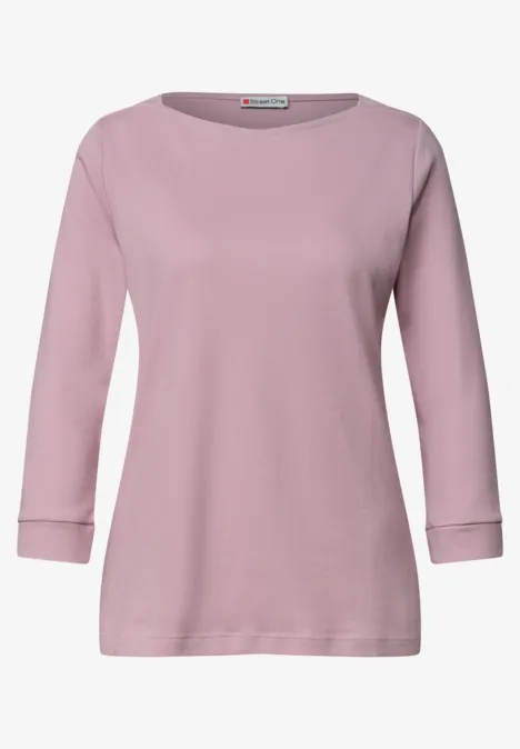 3/4-Arm Shirt mit U-Boot-Ausschnitt quiet rose Rosa Langarmshirt mit 3/4-Ärmeln und Rundhalsausschnitt, schlichtes, elegantes Design.