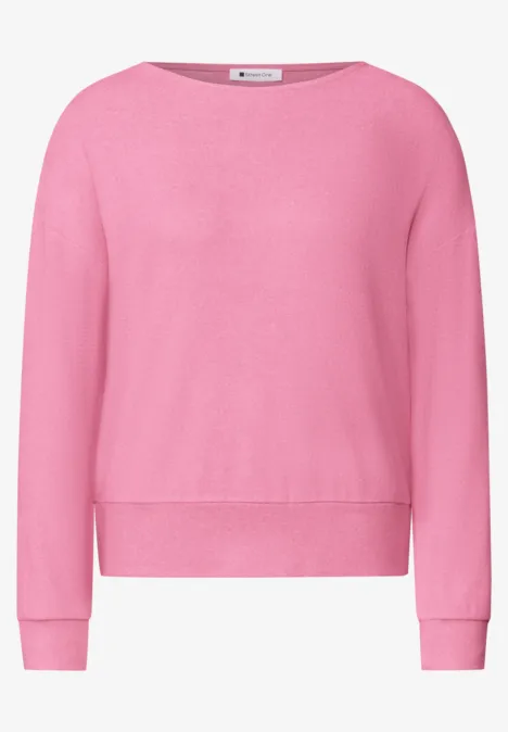 T-shirt à manches longues avec ourlet élastiqué warm blush mel. Un pull rose à col rond et manches longues.