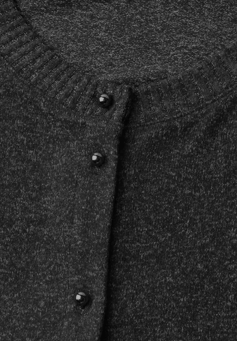 Langarm Jacke im Strick-Look mit Rundhals armor grey mel. Schwarzer, leicht glitzernder Strickcardigan mit rundem Ausschnitt und kleinen Knöpfen vorne.