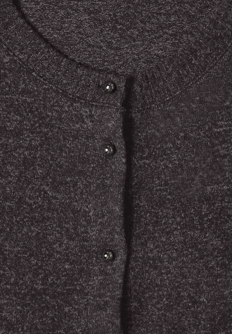 Dunkelgrauer Strickcardigan mit Rundhalsausschnitt und Knopfleiste