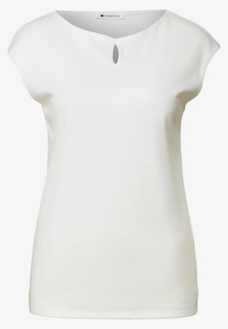 Débardeur blanc pour femme, simple, avec petite ouverture au col