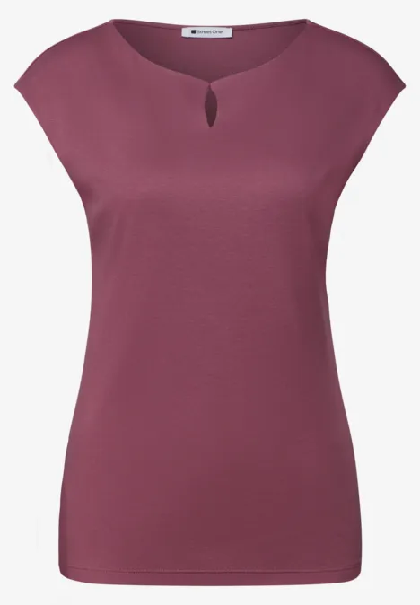 Shirt met afhangende schouders en uitsnijding dark clouded blush Een mouwloos T-shirt in pruimkleur met een kleine opening bij de ronde hals.