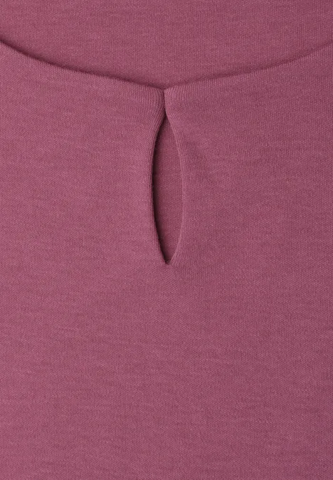 Shirt met afhangende schouders en uitsnijding dark clouded blush Mauve jerseystof met een druppelvormige uitsnijding in het midden