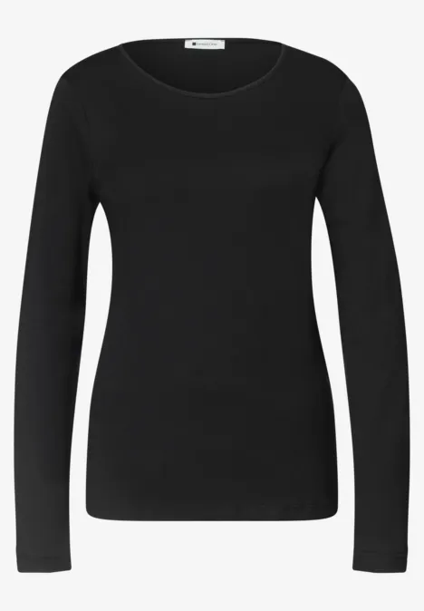 Schwarzes, tailliertes Langarmshirt für Damen