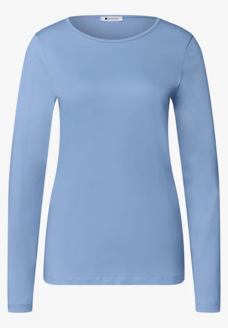 Hellblaues Longsleeve-Shirt mit rundem Ausschnitt