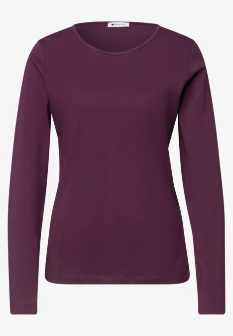 T-shirt basique uni à manches longues berry maroon Ein schlichtes, burgunderfarbenes Langarmshirt mit Rundhalsausschnitt.