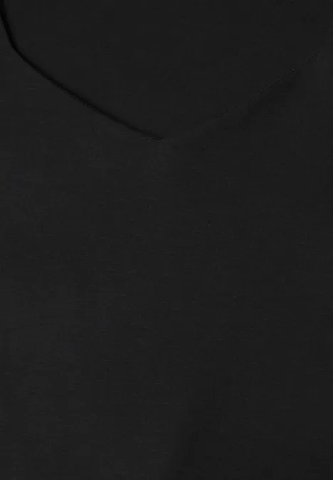 T-shirt noir à col en V