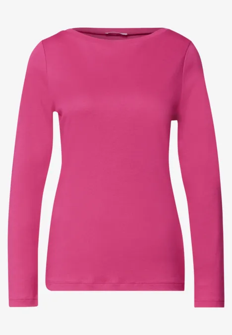 Langarm Shirt mit U-Boot-Ausschnitt magenta dream Ein pinkes Langarmshirt mit schlichtem Damenschnitt
