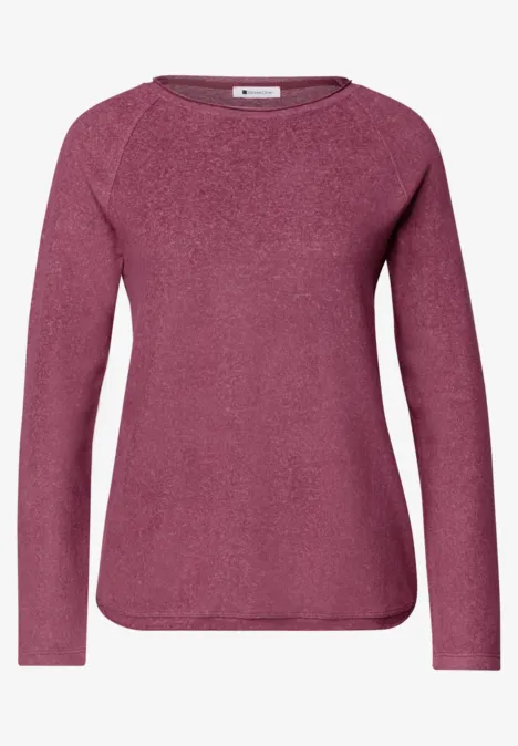 Langarm Shirt mit Rundhals und Rollkante dark clouded blush Cranberryfarbener Pullover mit Rundhalsausschnitt und langen Ärmeln