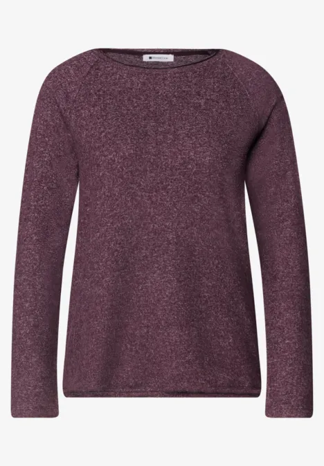 Lila Pullover mit Rundhalsausschnitt, lange Ärmel, weicher Strick für Damen.