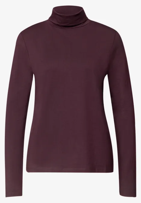 T-shirt à manches longues uni à col roulé rustic rouge Pull col roulé bordeaux ajusté à manches longues.