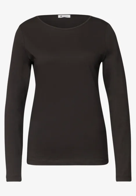 Langarm Shirts mit Rundhals im 2er-Pack black coffee/vintage blush Schlichtes, langärmeliges, schwarzes Damen-Shirt mit Rundhalsausschnitt.