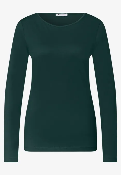 Langarm Shirts mit Rundhals im 2er-Pack shadow teal/eucalyptus green Dunkelgrünes, langärmeliges Damenshirt aus Jersey mit Rundhals, schlicht und figurbetont.