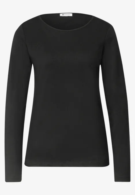 Shirts met lange mouwen en ronde hals, set van 2 stuks white/black Ein schlichtes schwarzes Langarmshirt mit Rundhalsausschnitt.