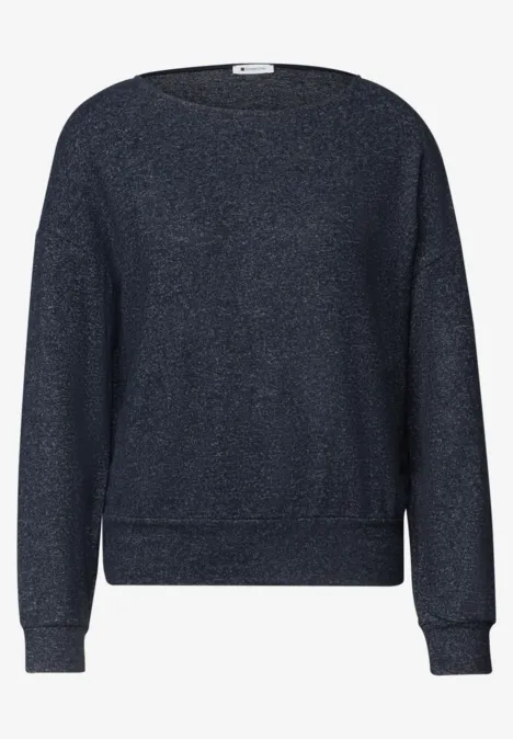 T-shirt à manches longues avec ourlet élastiqué darkest blue mel. Pull bleu marine à col rond et coupe décontractée.