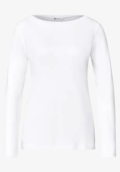 Shirts met lange mouwen en boothals, in een set van 2 off white/black coffee Weißes, schlichtes Langarmshirt mit Rundhalsausschnitt