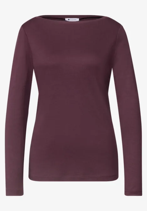 Langarm Shirts mit Boat Neck im 2er-Pack black/rustic rouge Dunkelrotes Langarmshirt mit U-Boot-Ausschnitt.