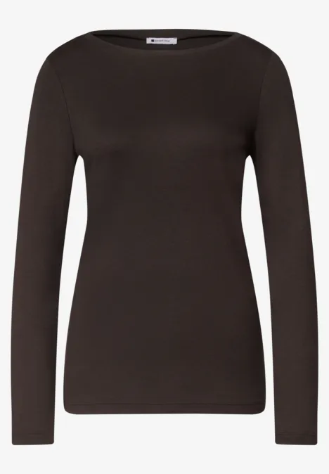 Langarm Shirts mit Boat Neck im 2er-Pack black coffee/vintage blush Schlichtes dunkelbraunes Langarmshirt mit rundem Halsausschnitt und schmaler Passform.