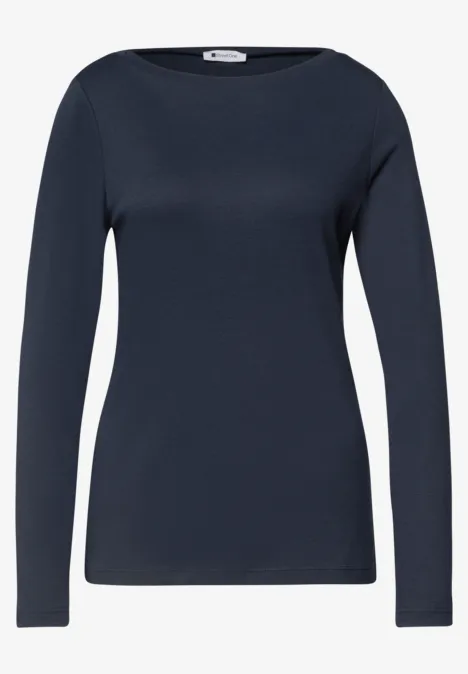 Langarm Shirts mit Boat Neck im 2er-Pack darkest blue/dark clouded b. Damen Langarmshirt, marineblau, schmaler Schnitt, Rundhalsausschnitt.