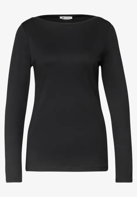 Shirts met lange mouwen en boothals, in een set van 2 stuks white/black Schlichtes schwarzes Langarmshirt