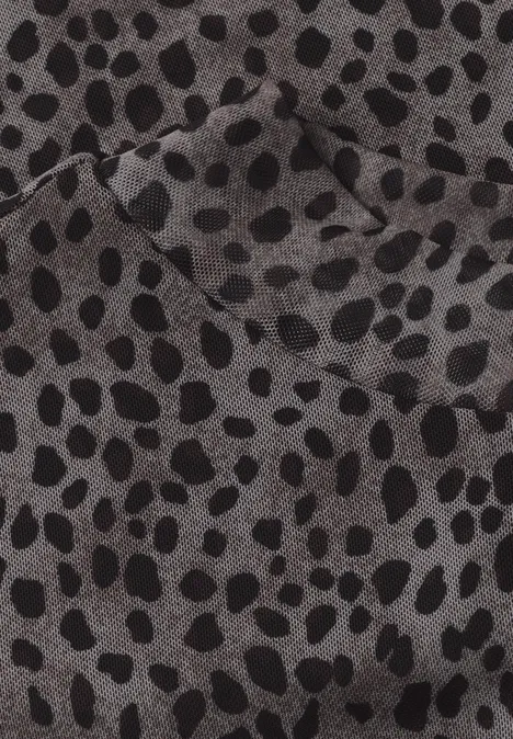Mesh-Shirt met lange mouwen en col Black Grauer Stoff mit unregelmäßigen schwarzen Punkten im Leopardenmuster.