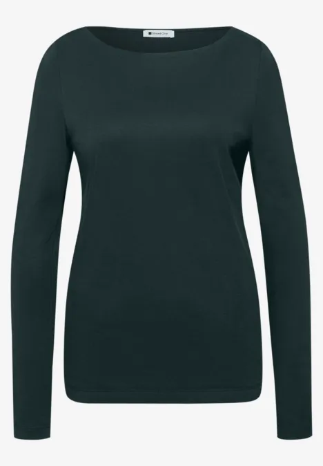T-shirt basique à col bateau stormy green Schwarzes Langarmshirt mit Rundhalsausschnitt