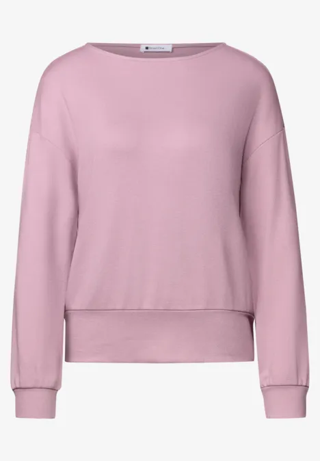 T-shirt en maille à manches chauve-souris quiet rose Rosa Rundhalspullover mit langen Ärmeln und lockerem Schnitt